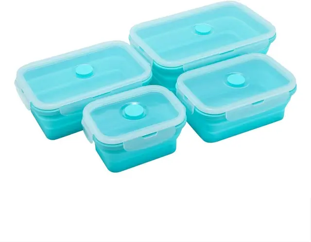 Altsales 4PCS Foldable Silicone Food Box Leftover Storage Containers  Collapsible Kid Bento Box Stackable Boxes for Kitchen/Outdoor  Picnic/Business Trip 