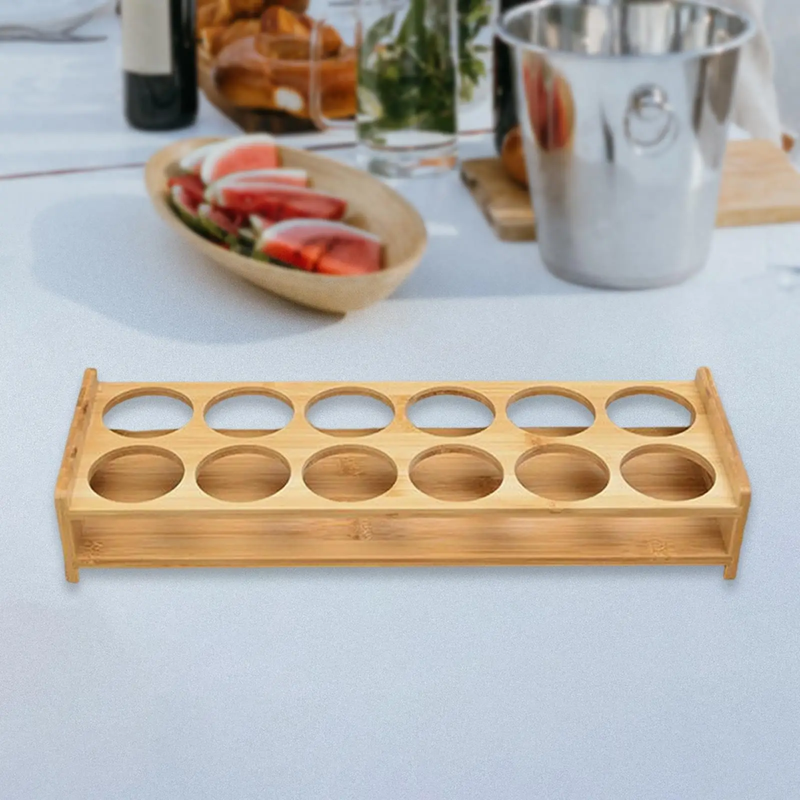 Wood Shot Glass Tray Holder Display Rack Drink Cup Storage Holder Serving Tray Cup Rack for Home Bar Cabinet Party