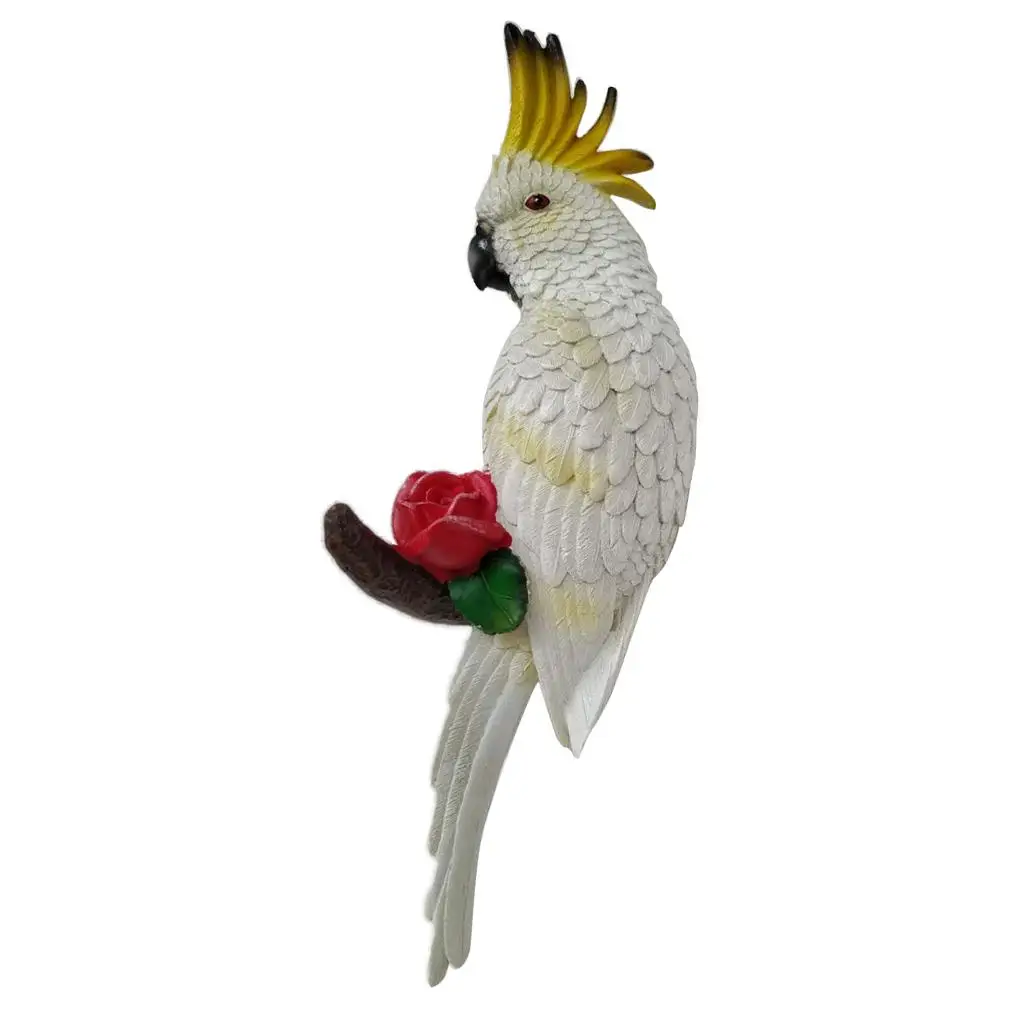 Resin Parrot Bird Figurine Wall Mount Statue Ornaments Patio Hanger Right