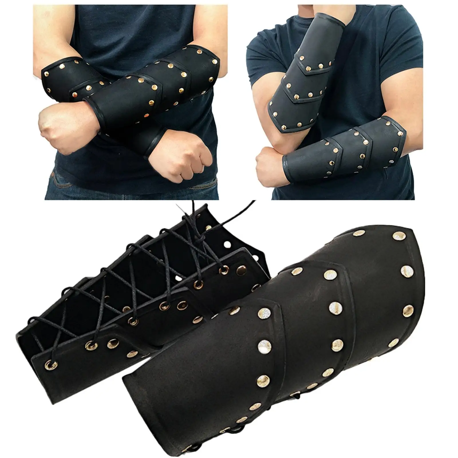Knight Style Arm Guard Wide Bracer Waistband Wristband Arm Armor Cuff for Live Action Role Playing Theatrical Props Stage Show