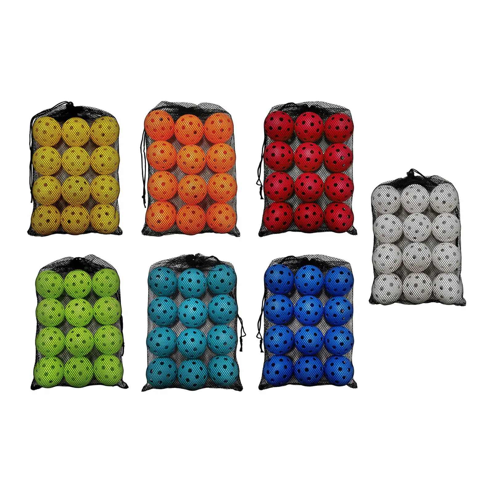 12 Pieces Pickleball Balls 74mm Standard Hollow Ball Accessories for Outdoor