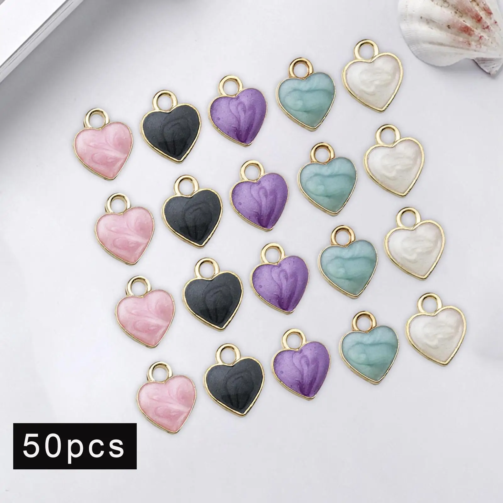 50 Pieces Love Heart Charms Smooth Surface Ornaments Alloy Valentine`s Gifts for Kids Wife Couples Girlfriend Family Members