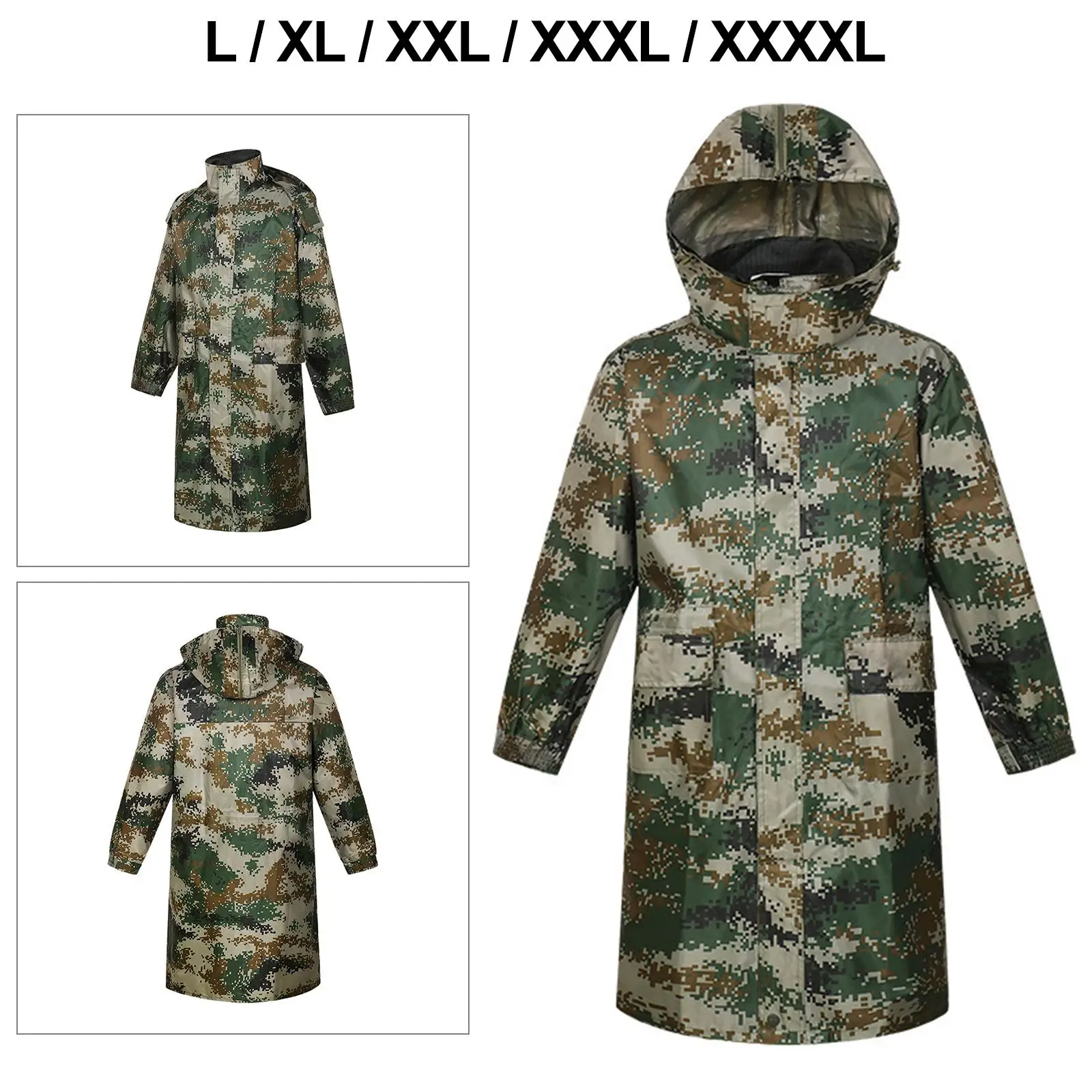 Raincoats with Hood Waterproof Camouflage Rain Jacket for Men Adults Fishing Hiking Travel
