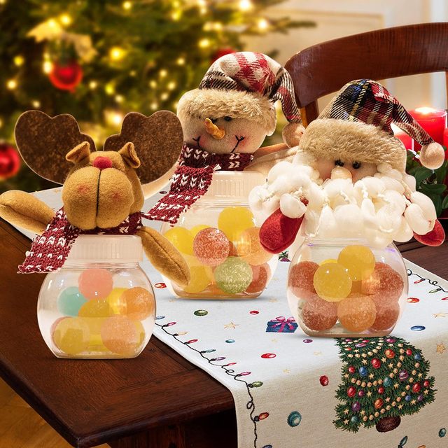 Christmas Candy Jar Santa Snowman Ornament Storage Box Plastic Cookie Jars  Plush Doll New Year Xmas For Home Natal Noel Deco - AliExpress