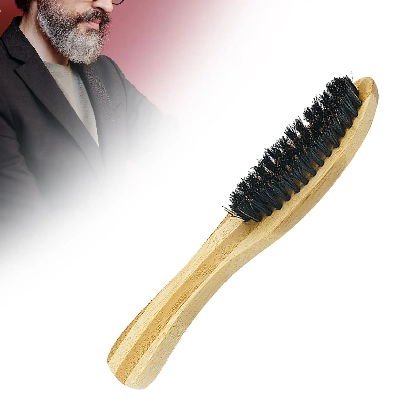 Beard Brush Shaving Comb Strong Male Mustache Brush Facial Hair Brush Nylon Bristles Hair Styling Tool for Improving Texture Men