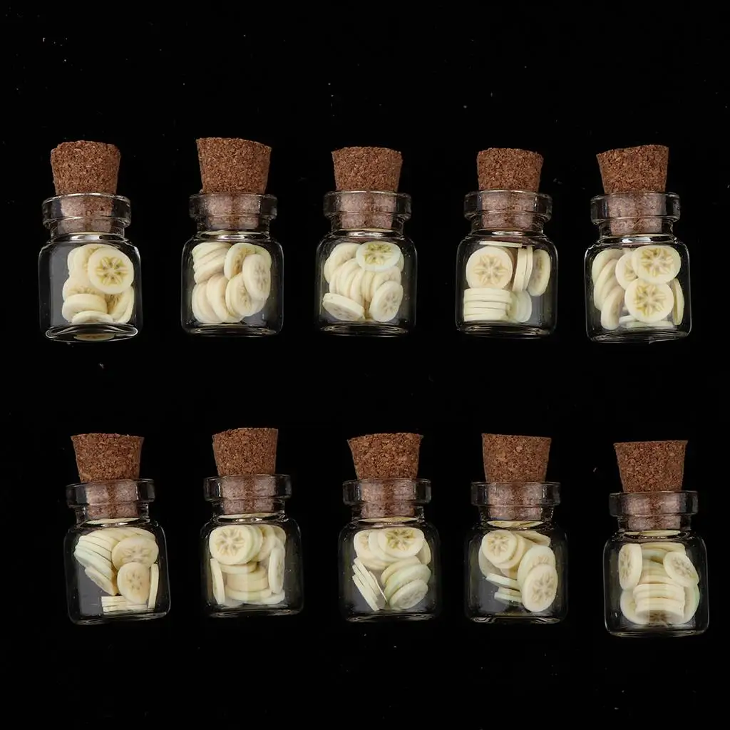 10 Pieces Miniature Jars Model /12 Dollhouse Decoration - Banana Chips