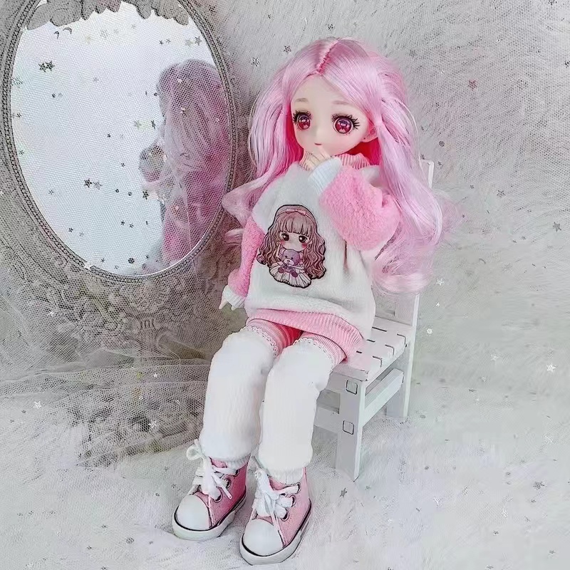 30cm Kawaii BJD Doll Girl 6 Points Joint Movable Doll with Fashion Clothes Soft Hair Dress Up Girl Toys Birthday Gift Doll New
