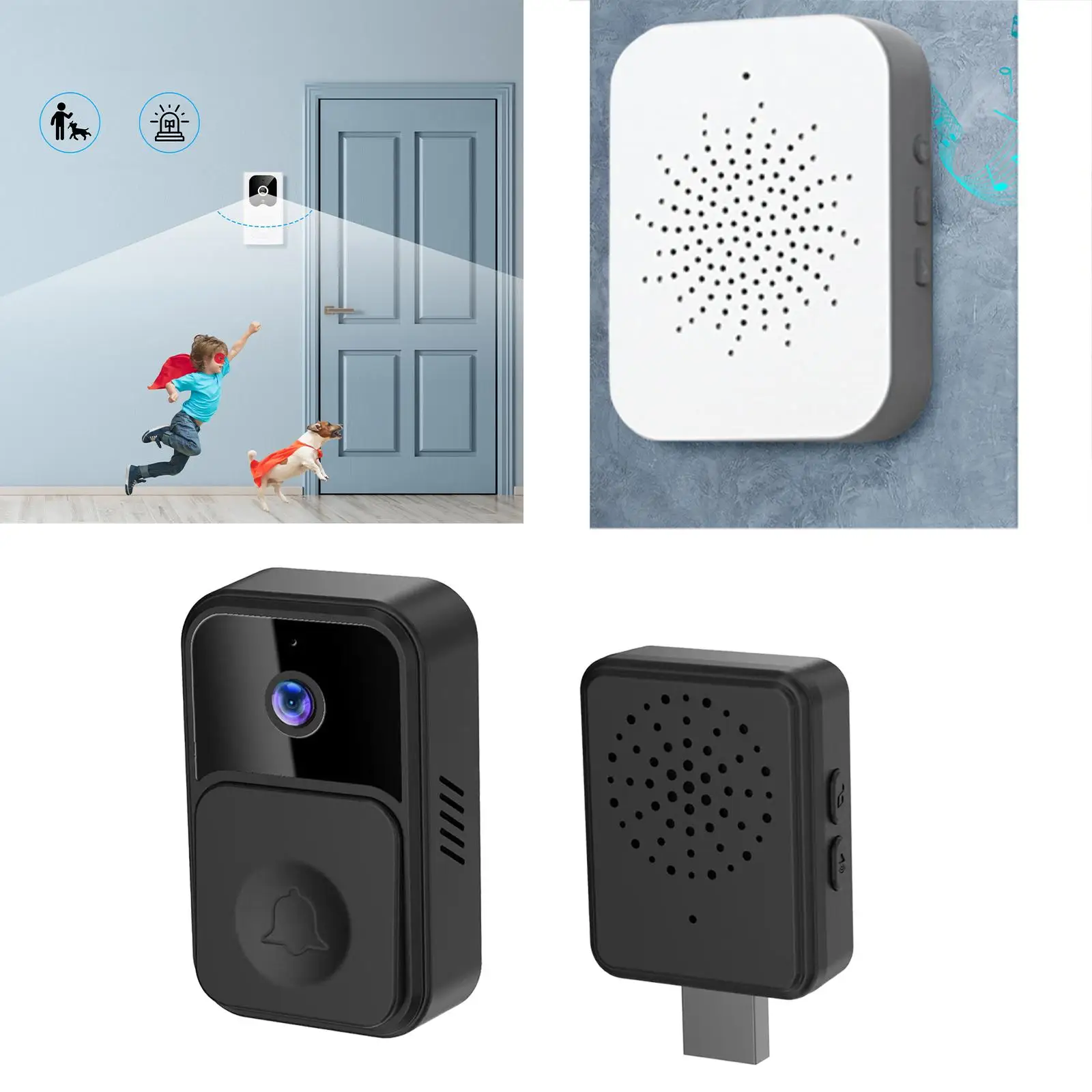 WiFi Video Doorbell Camera Digital Rechargeable Battery Durable 5M Night Visual Wireless for Outdoor Home
