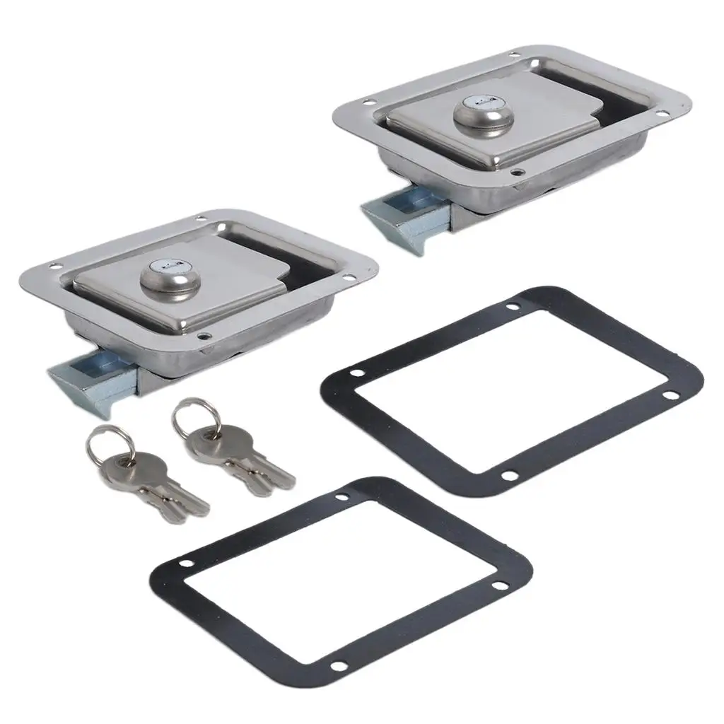 2x RV Yacht Stainless Steel Paddle Latch & Keys & Gasket Toolbox 