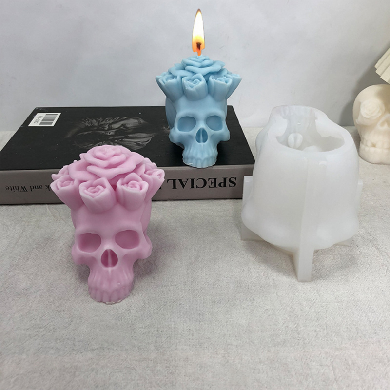 Description Picture 6 of itemDIY Flower Skull Candle Silicone mold 3D Snake Skull Crafts Plaster Resin soap concrete mold Halloween gift making tool
