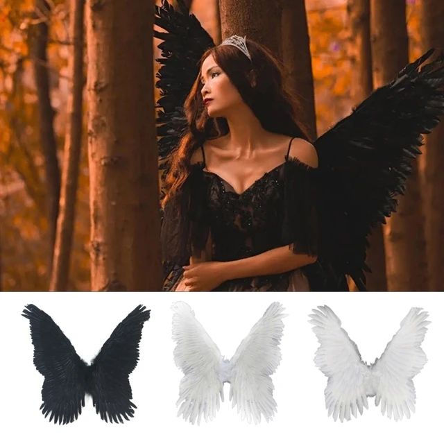 3D Angel Wings Halloween Mardi Gras Theme Party Costume Cosplay Decoration  Large Black Wings Devil Accessories For Adults Kids