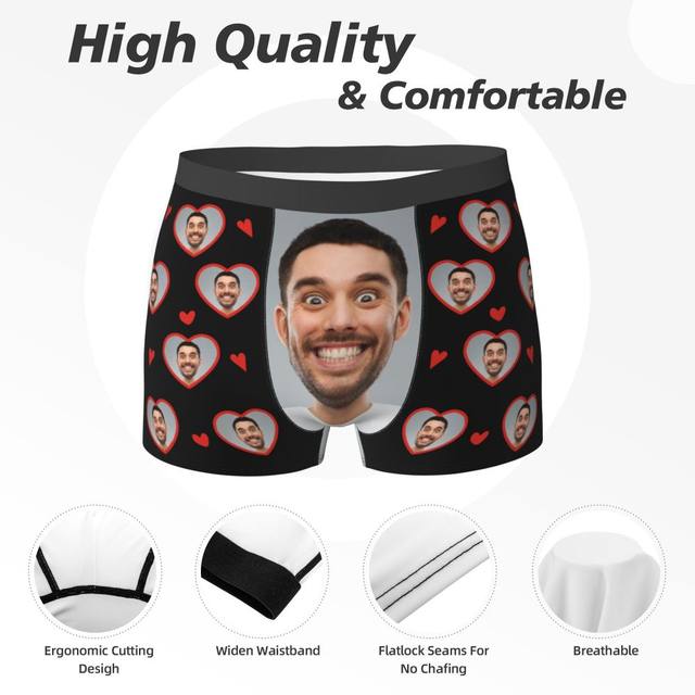 Ropa interior personalizada para hombre, Calzoncillos Bóxer con foto  facial, labios personalizados, regalo de aniversario para marido y papá -  AliExpress