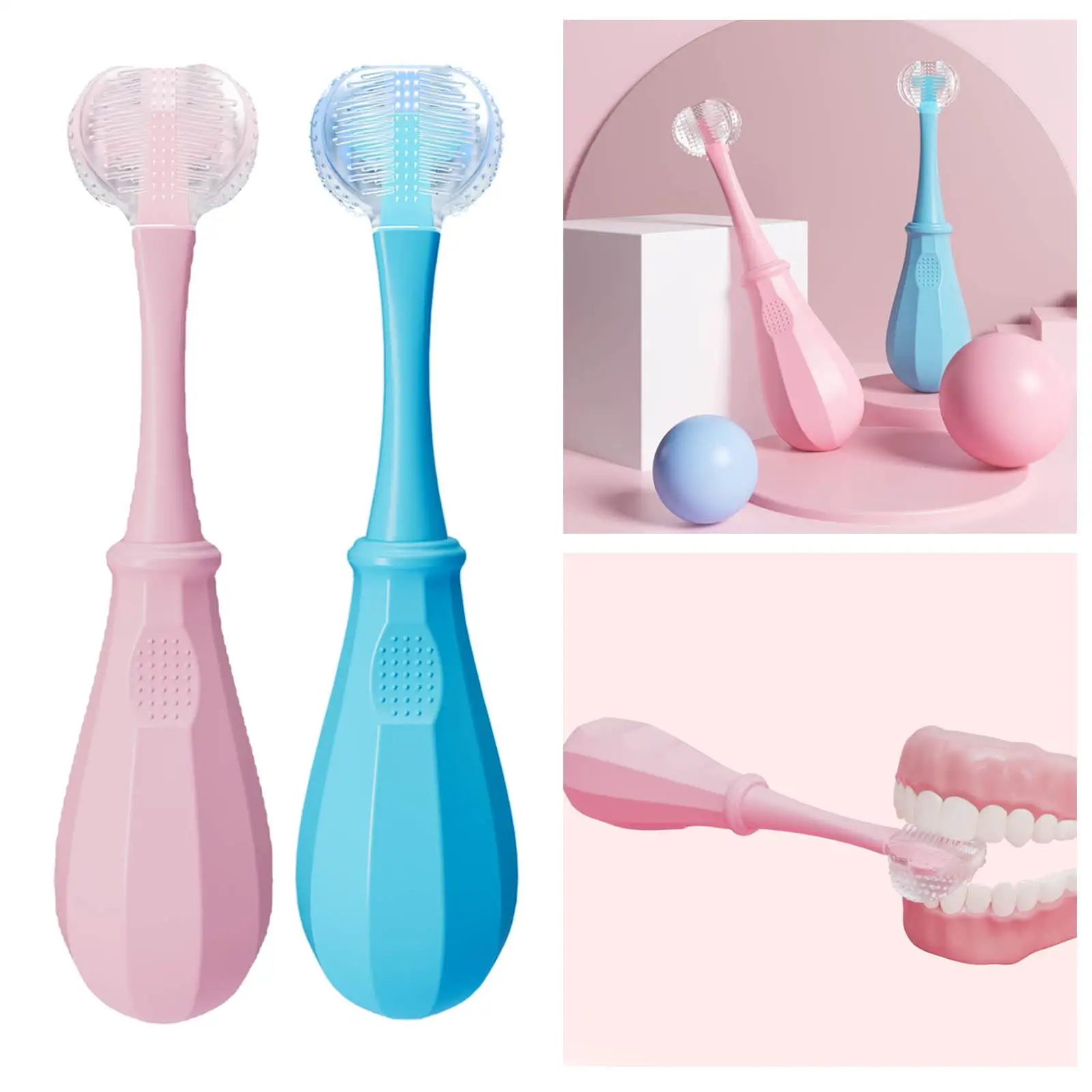 Kids Toothbrushes 6 Sided Oral Care 360 Cleansing Soft and Gentle