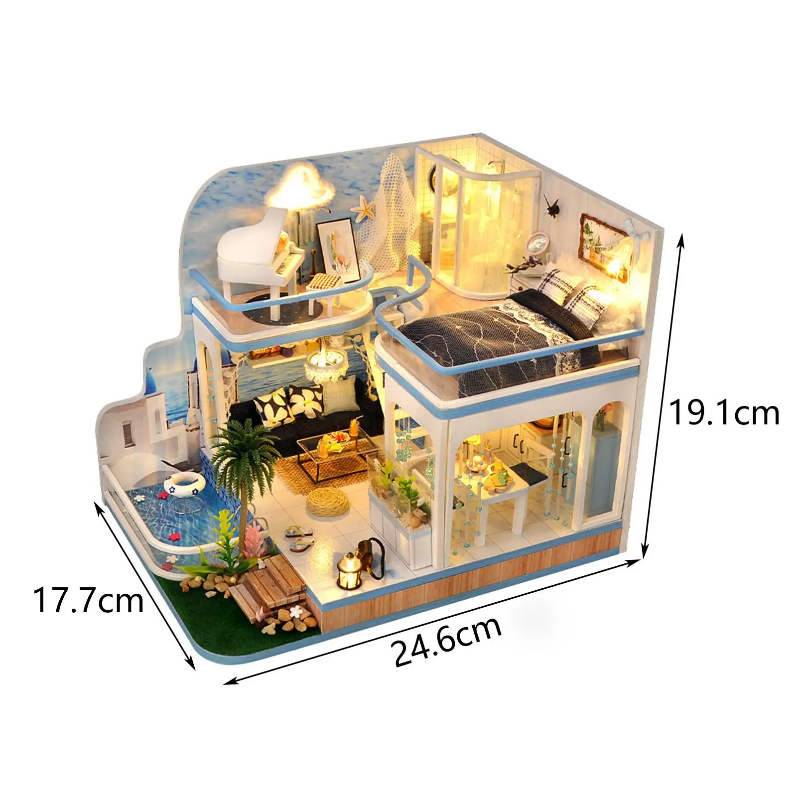 Creative DIY Miniature Dollhouse Kit with Dust Proof Cover 3D Building Puzzle Crafts Self Assembled Wooden for Teens Girl Toys