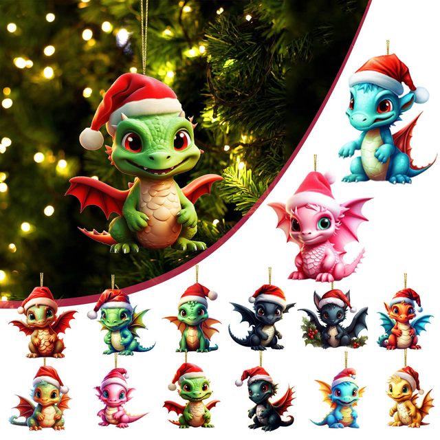 Ornament String Hang Dragon Baby Egg Hanging Ornament Christmas Tree Charm  Cute Car Pendant Decoration 2D Acrylic xmas gift 2024 - AliExpress