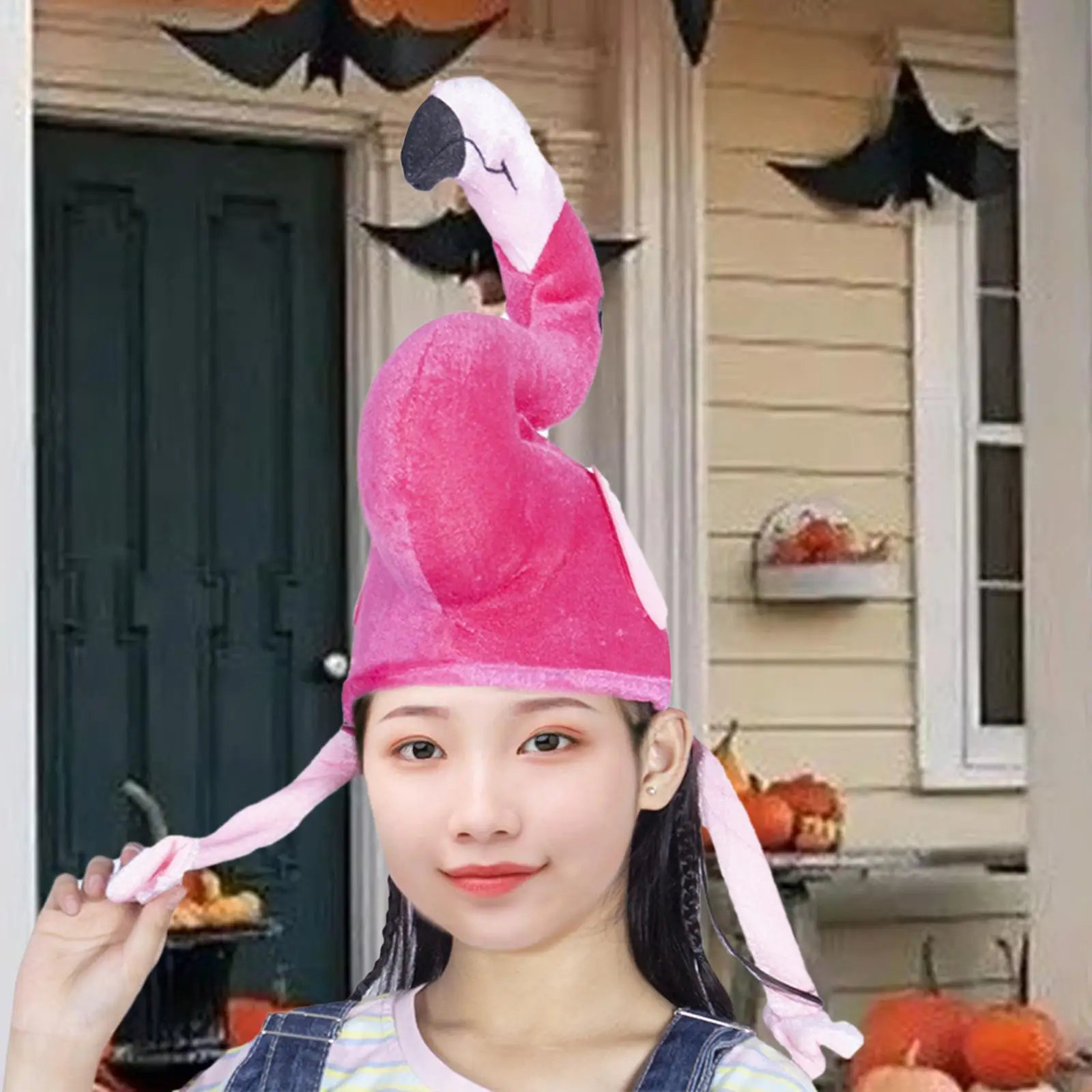 Flamingo Hat Cap Headgear Cute Pink Halloween Stuffed Hat Party Costume Hat for Festival Masquerade Birthday Photo Props