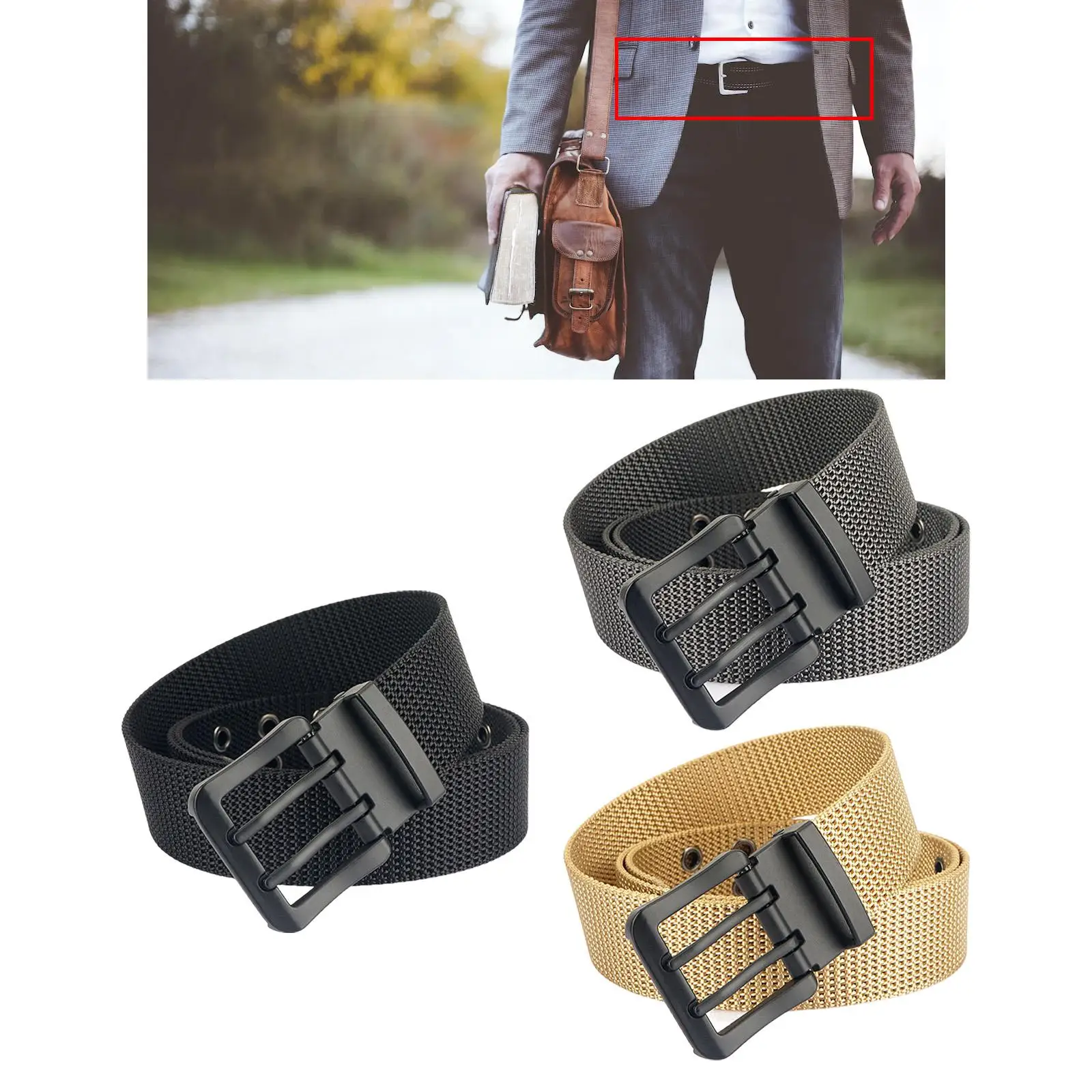 Durable Nylon Belt Waistband Adjustable Breathable Waist Belt Webbing Comfortable Men for Running Dancing Party Hunting Cosplay