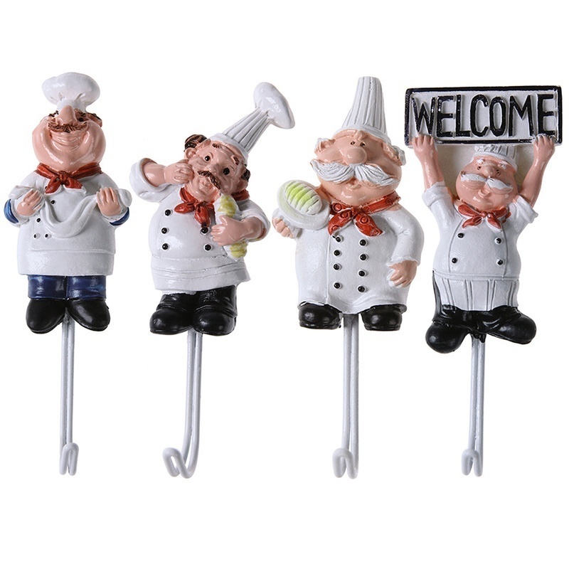 Description Picture 4 of itemKitchen Creative Chef Cartoon Storage Rack Hooks Wall Hanger Kitchen Hooks for Utensils