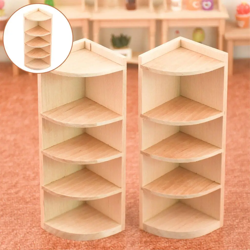 Dollhouse Furniture Multi Layer Storage Corner Cabinet 1/12 for Children
