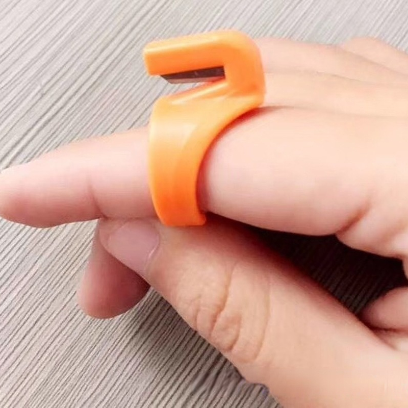 3 Teile/satz Kunststoff Nähgarn Cutter Finger Ring Klinge Faden Schneiden Fingerhut Nadel Hause DIY Nähmaschine Zubehör – Detail 5