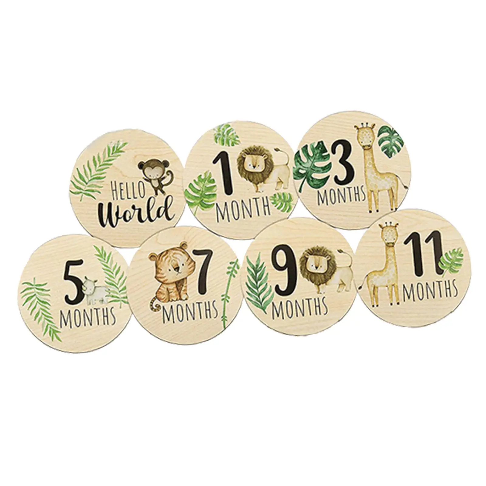 7x Baby Milestone Cards Baby Months Signs Double Sided Round Discs for Baby Shower Baby Growth Newborn Photo Props New Mom Gifts