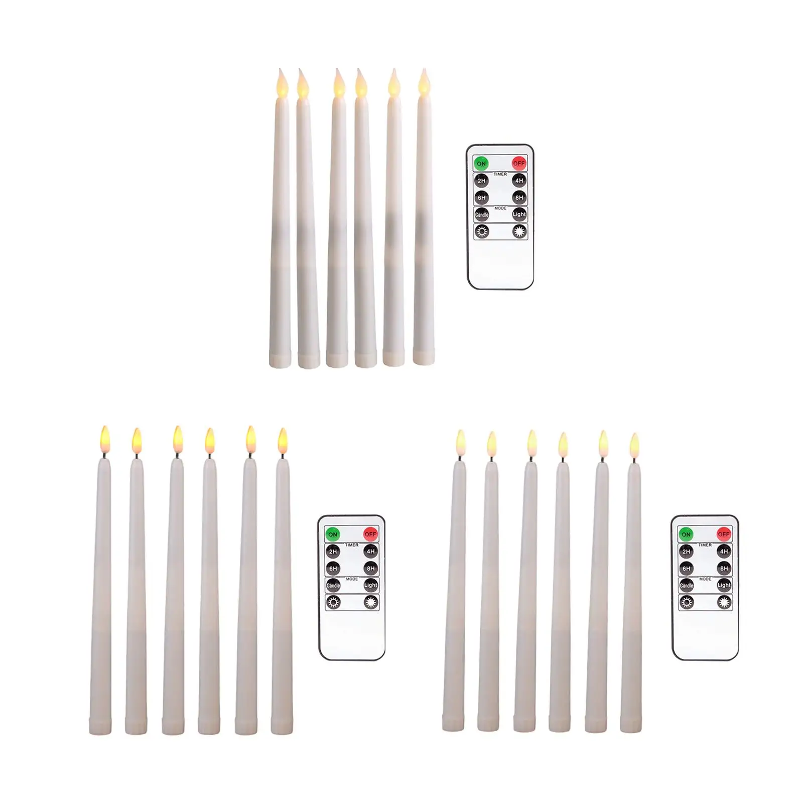 6x LED Flameless Flickering Taper Candles Light with Remote for Home