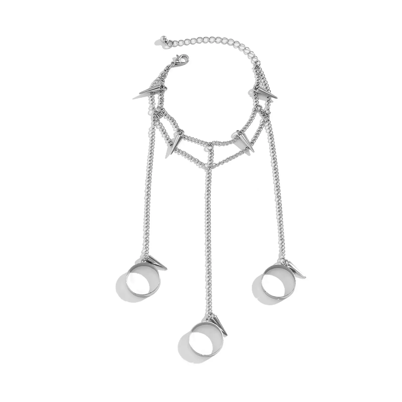 Ring Bracelet Chain Tassel Bracelet with Rings Wrist Chain for Girls