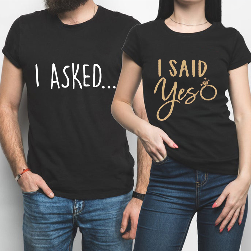 sim t-shirts para casal noivo camisa presentes