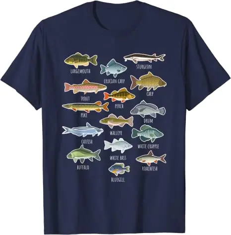 Types Of Saltwater Fish Species Biology Fishing Lover T-Shirt Unisex T-shirt