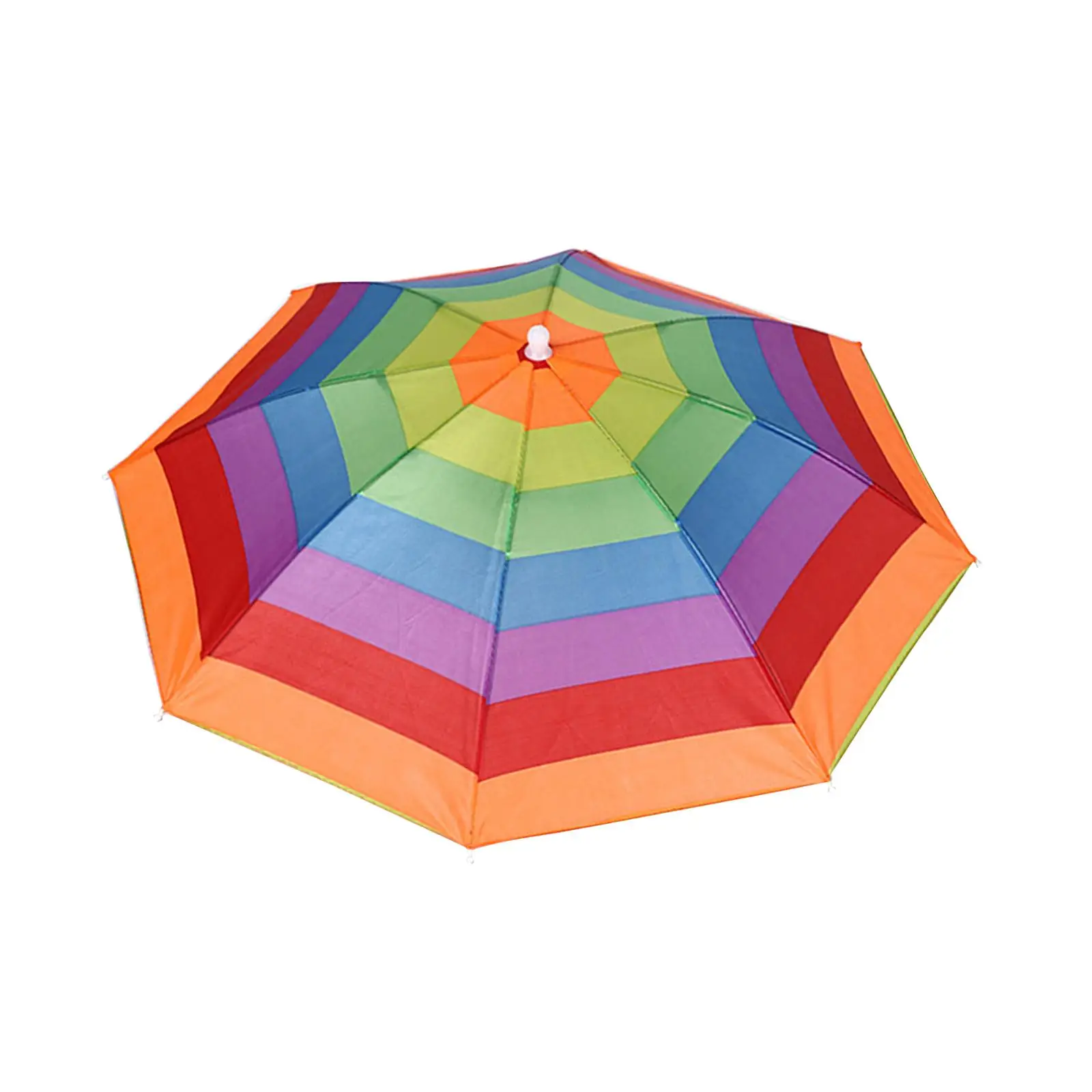 Rainbow Umbrella Hat 21.7inch Folding Rain Caps Sun Protection Fishing Umbrella Hats for Golf Hiking Outdoor Gardening