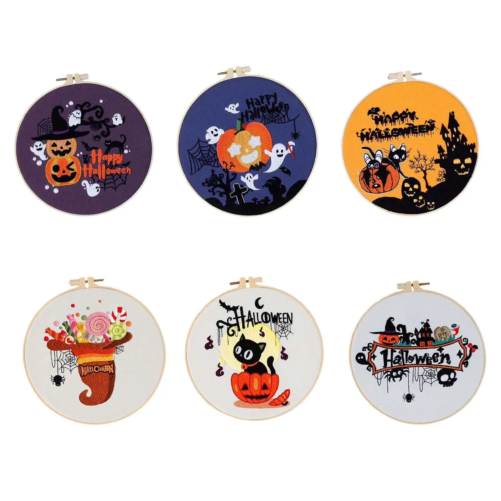 Halloween Pattern DIY Cross Stitch Printing Embroidery Kit Living Room Interior Decoration for Beginners Accessories Ornaments