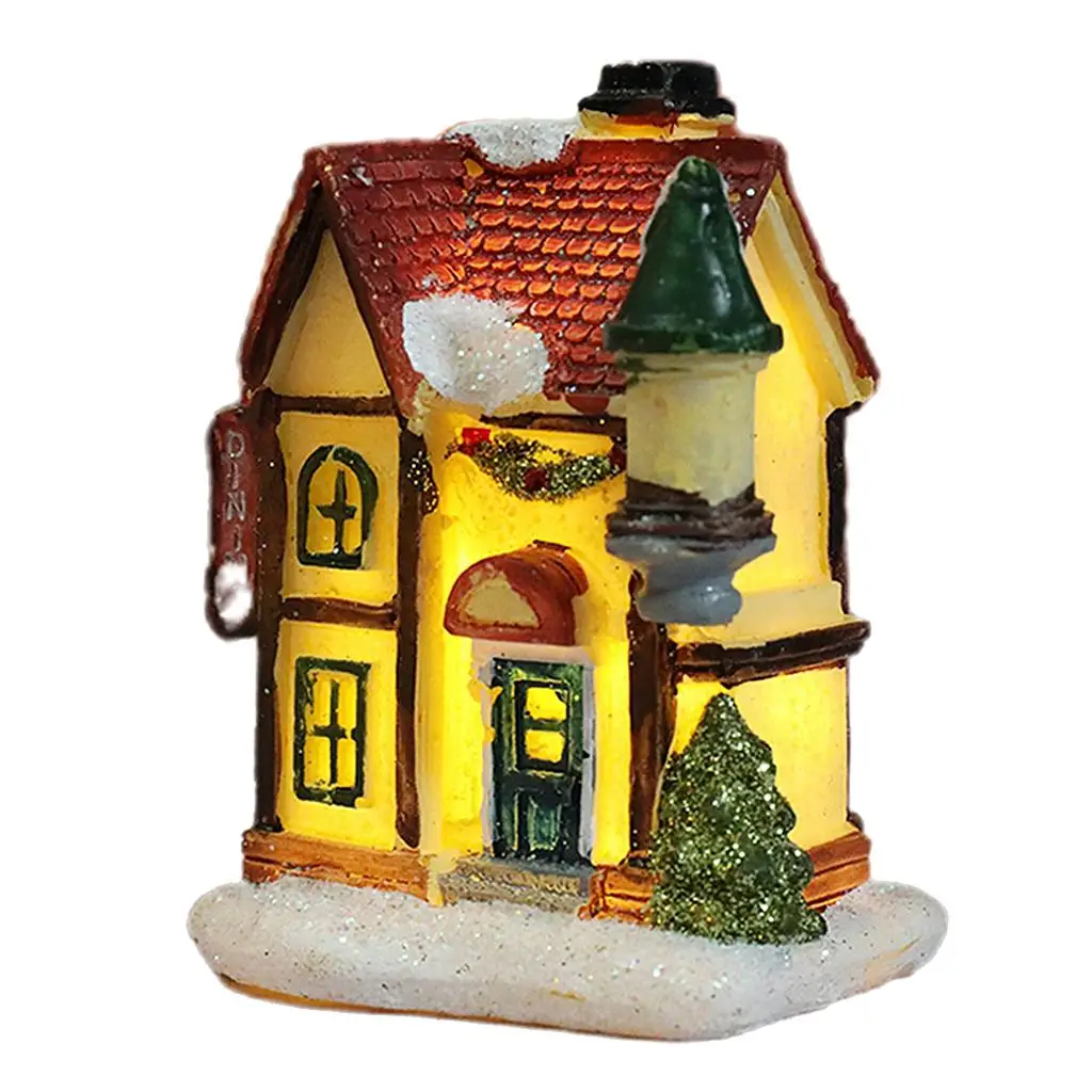 2x Light Up Christmas Decoration LED Miniature House Village Style 1 5