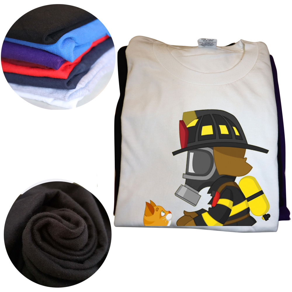 Lustige Feuerwehrmann und Katze Feuerwehrmann T-Shirts Baumwolle Streetwear Kurzarm Geburtstagsgeschenke Sommer Stil T-Shirt Herrenbekleidung – Detail 4