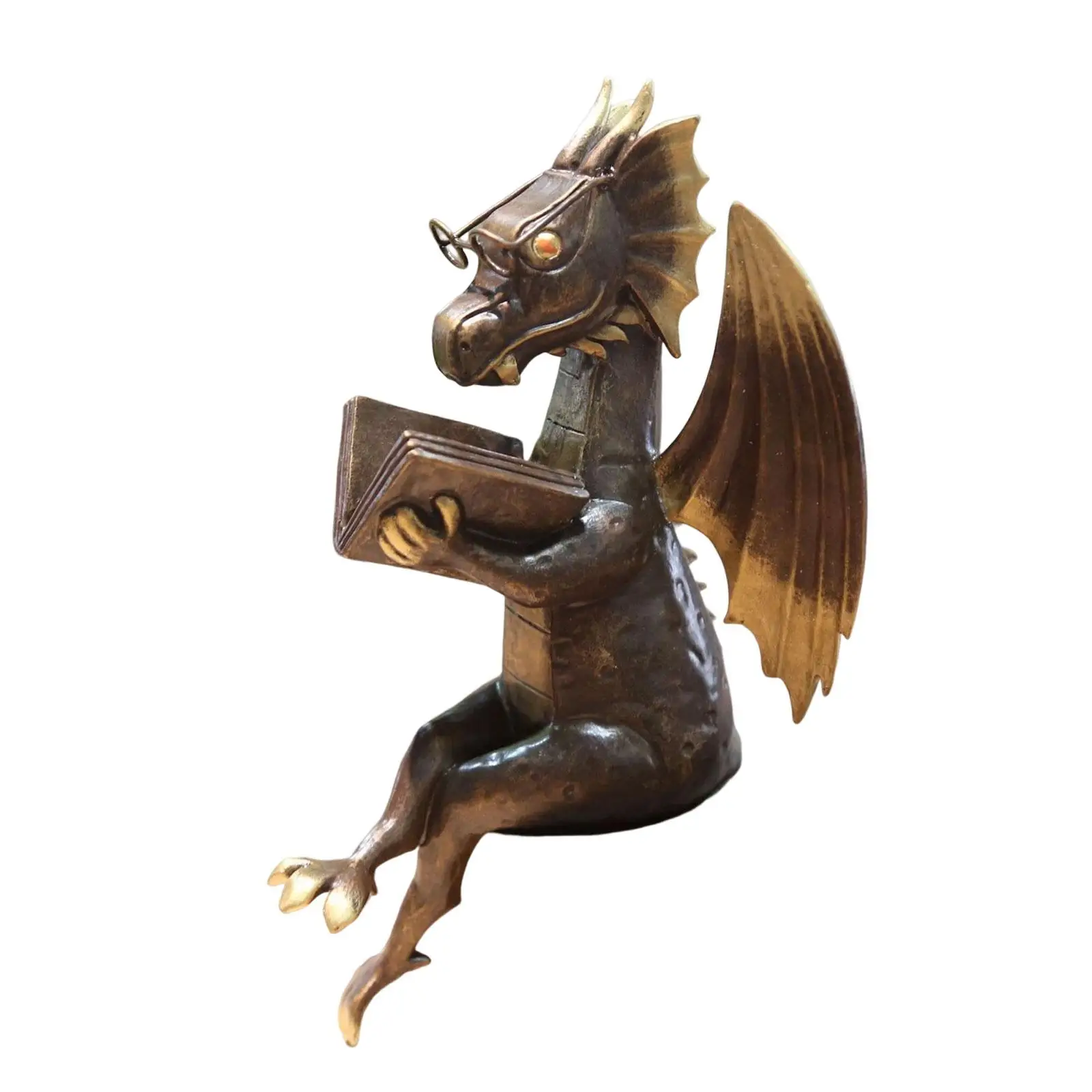 Dragon Reading Book Statue Decor wearing Creative Dragon Statue for Outdoor