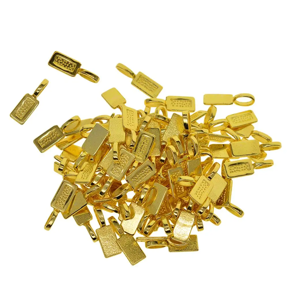 50pcs Rectangle Heart Glue On Bails Pendant Cabochon crafts Findings