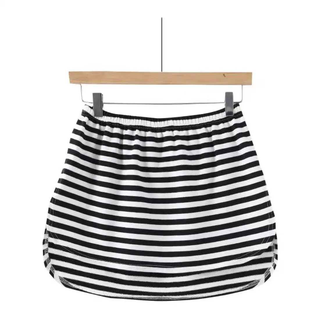 blue skirt 2022 New Solid Color and Stripe Fake Shirts Hem Underskirts Elastic High Waist Black White Grey Stripe Split Half Slips Skirts white pleated skirt