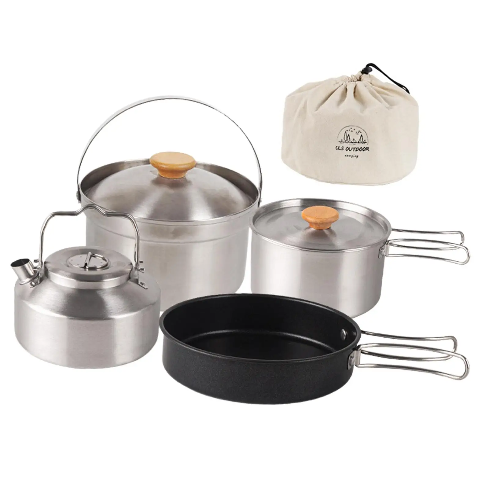 Fry Pan Kettle Stockpot Camping Cookware Set for Backpacking Picnic BBQ