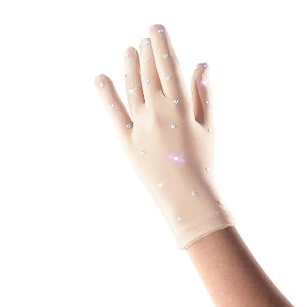 , Elastic Gloves for Girls with Transparent Rhinestones Accessories