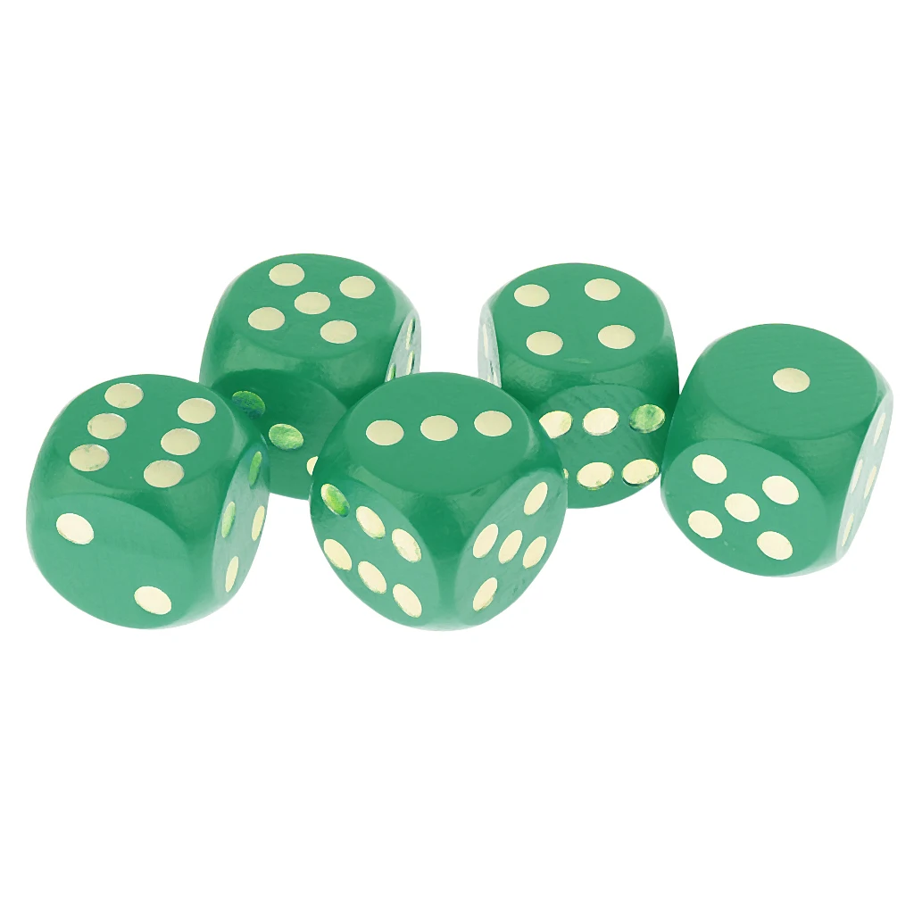 5Pcs Board Game Die Dotted Dice D6 Round Corner for Kids Gift