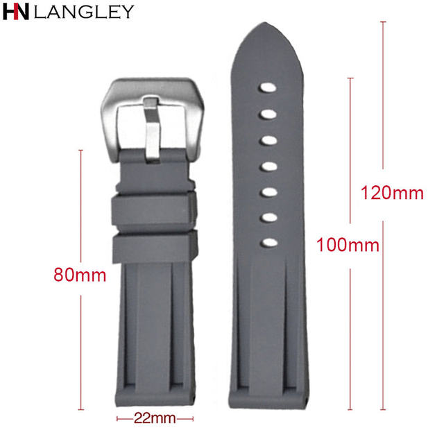20mm 22mm 24mm 26mm Silicone Watchband For Panerai Strap Big