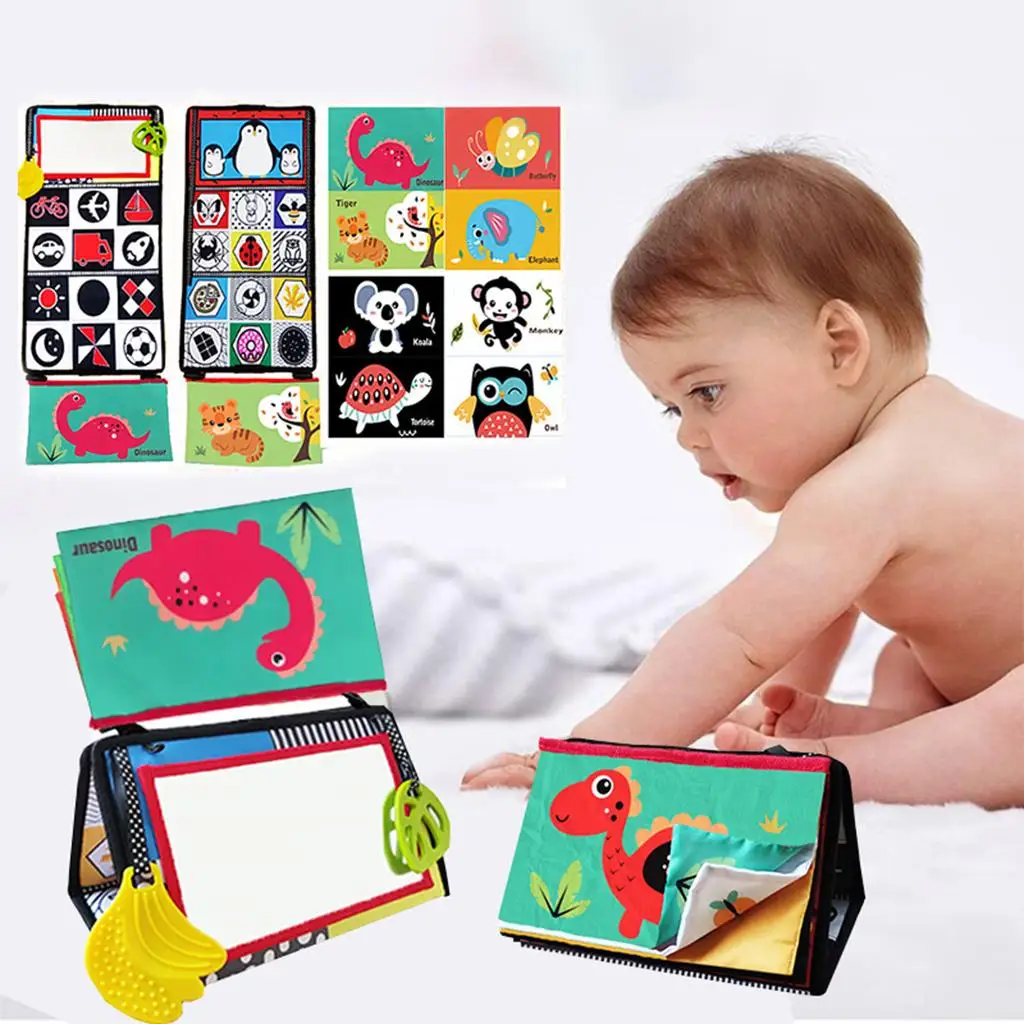 Foldable Tummy Time Floor Mirror, High Contrast Baby Toys Gift, Developmental