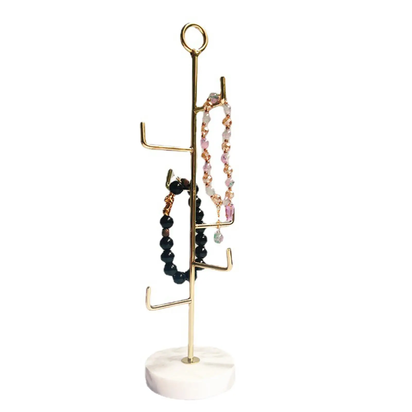6 Tier Jewelry Stand Hanger Bracelets Necklaces and Earrings Holder White Marble Base Stable Base Organizer Simple and Elegant