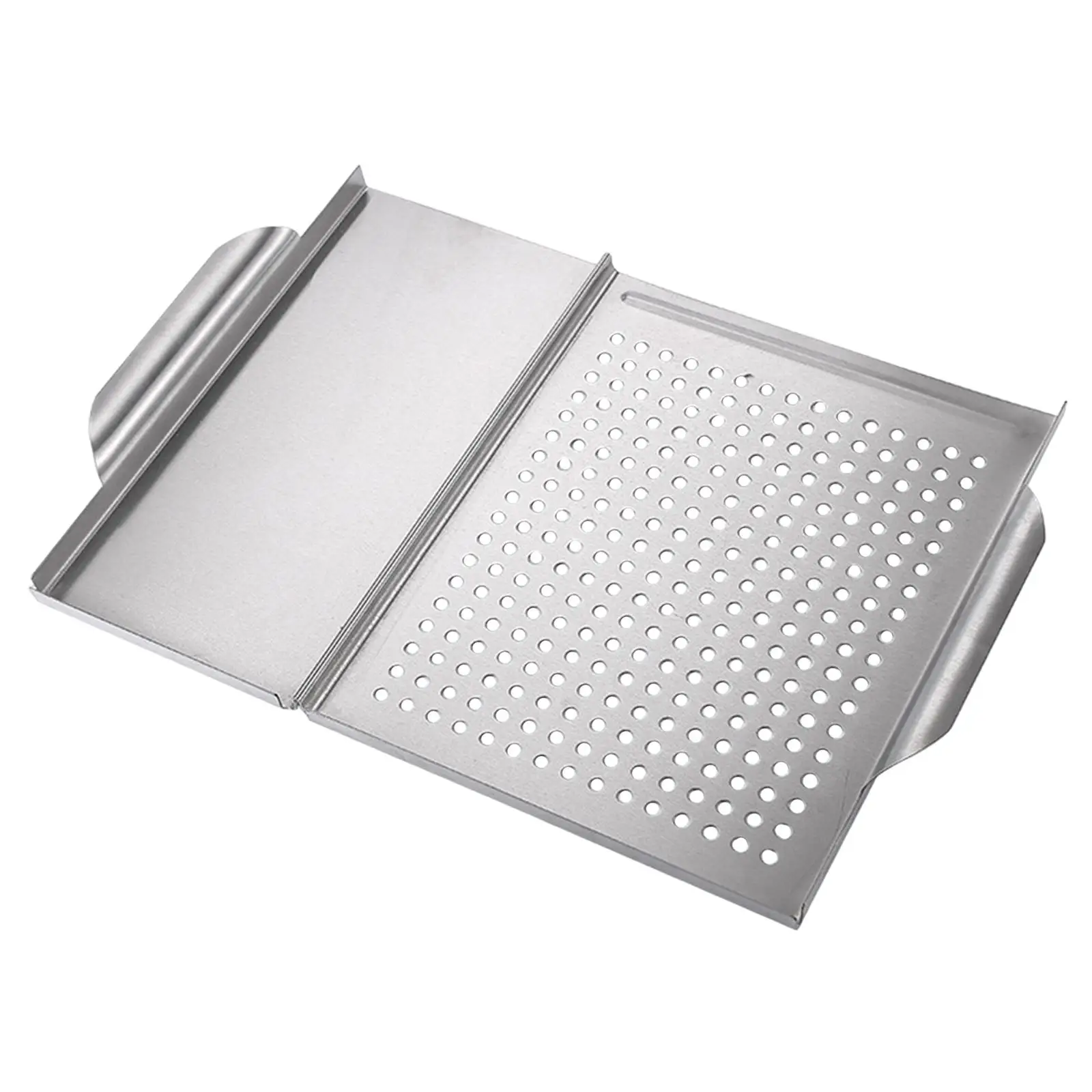 Nonstick Grill Basket with Holes Stainless Steel Grill Topper Grid BBQ Grill Tray for Outdoor Camping Gas Grills Oven Cooking