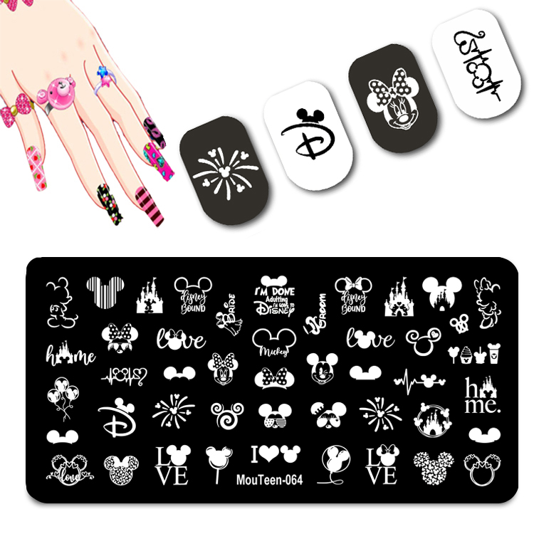 Best of DISNEY New Cartoon Figure Nail Stamping Plates Cute Ear Stamping Plate Mouse Character Nail Art Templates #064 Reviews & Tips