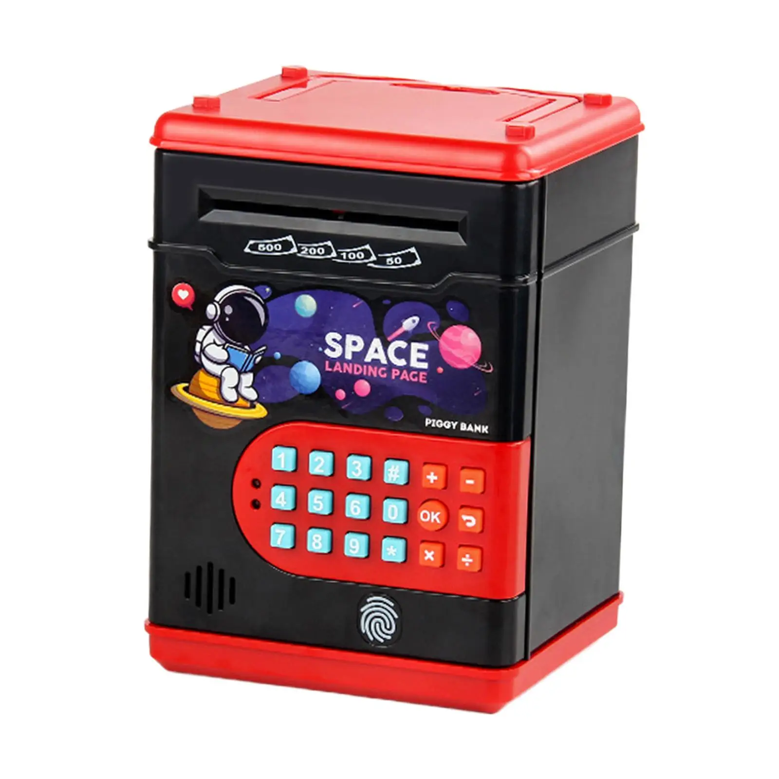 Auto Scroll Money Saving Box Toy with Fingerprint Password Protection Large Capacity Password ATM Machine Toy for Boys