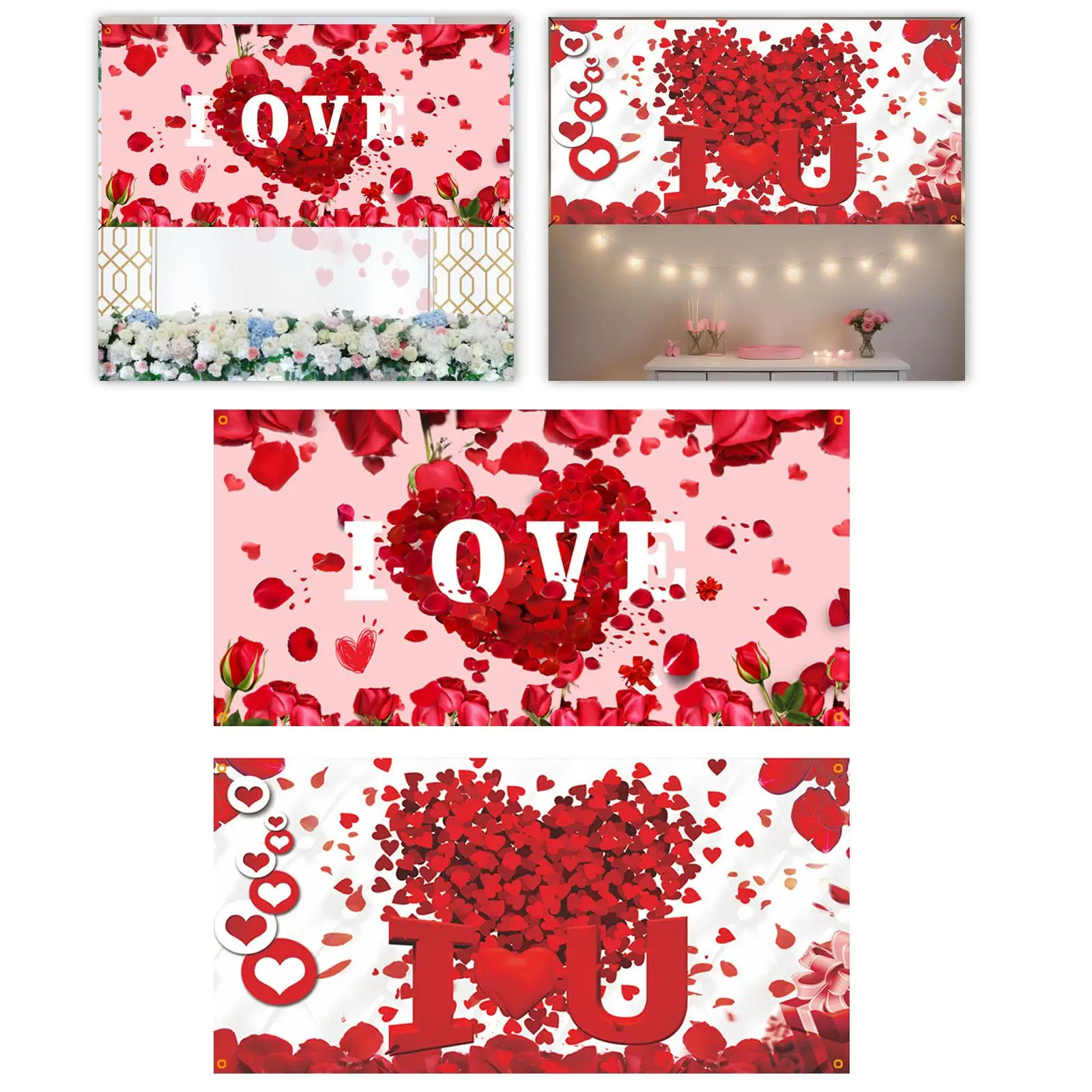 Valentine`s Day Backdrop Banner Photo Props DIY Heart Love Background for Birthday Bedroom Photoshoot Party Favor Wedding Bridal