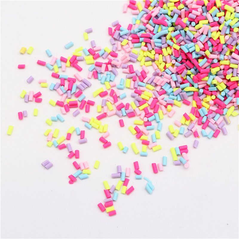 Bunte Mischung aus zylindrischen Polymerscheiben, Streusel zum Schleimfüllen von Ton, DIY-Kristallhandwerk, kleines Kunststoff-Klei-Zubehör – Detail 3