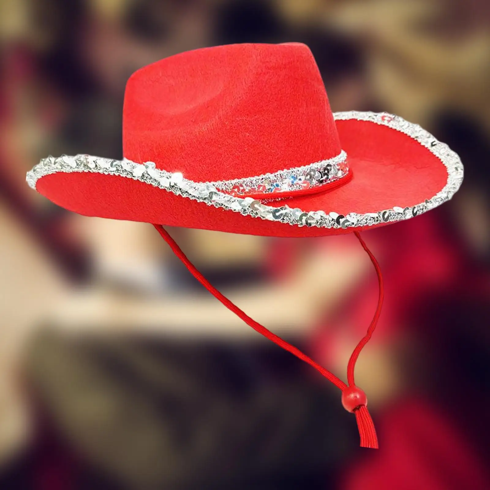Western Cowboy Hat Sequin Edge Novelty Fedora Hat for Holiday Fancy Dress