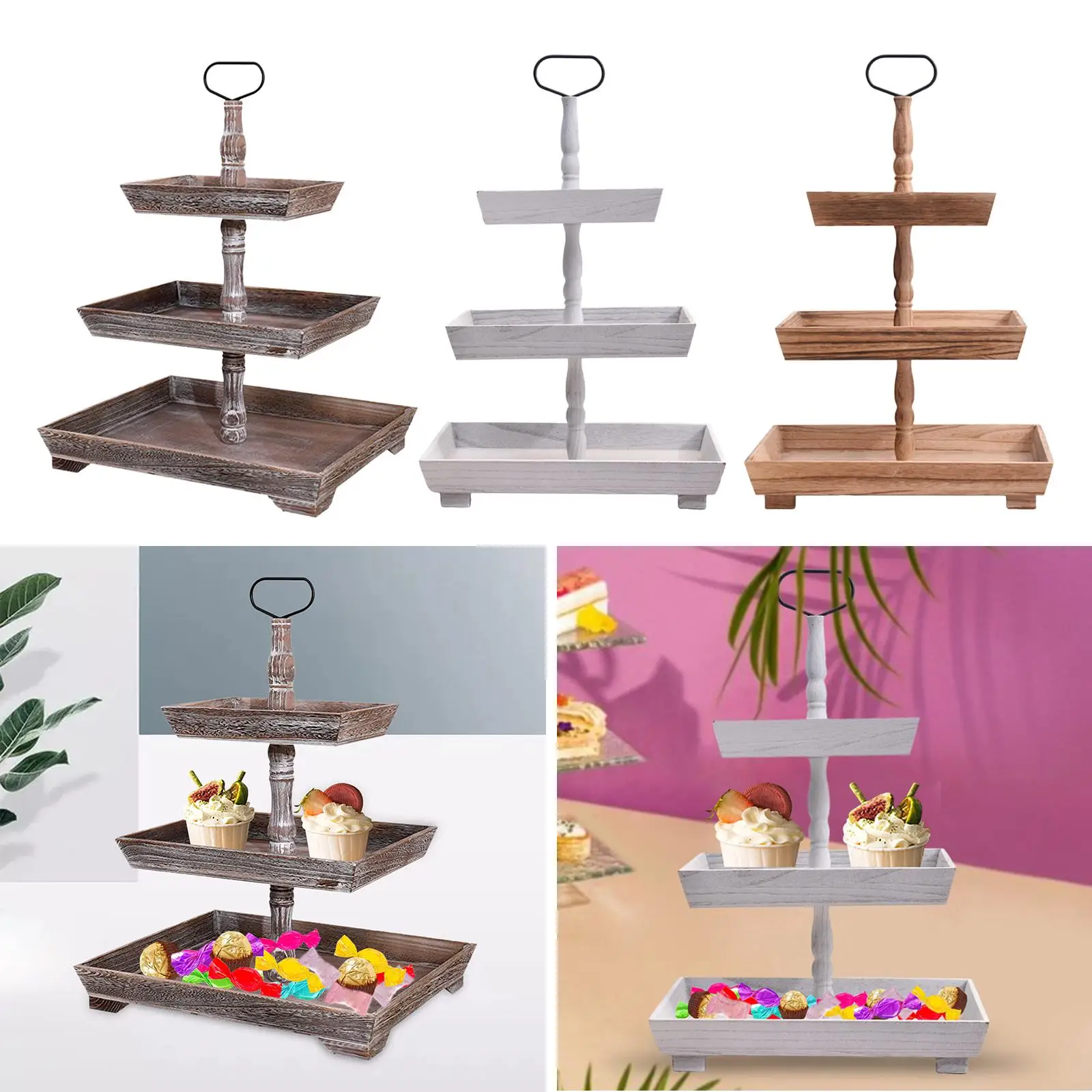 Tiered Tray Stand Counter Centerpieces Desktop Decorations for Thanksgiving Party Dessert