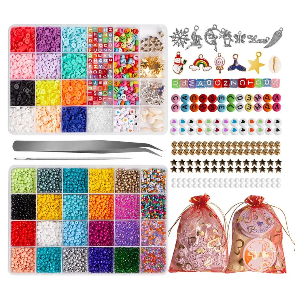 1Set Polymer Clay Beads Spacer Loose Alphabet Glass  Tweezers  for